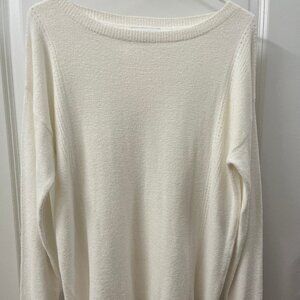 Barefoot Dreams White CozyChic Ultra LitePointelle Pullover Sweater Size Medium